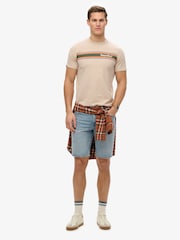 Superdry Nude Venue Logo Stripe Relaxed 100% Cotton T-Shirt - Image 3 of 6