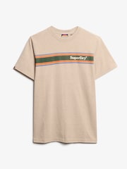 Superdry Nude Venue Logo Stripe Relaxed 100% Cotton T-Shirt - Image 5 of 6
