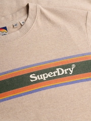 Superdry Nude Venue Logo Stripe Relaxed 100% Cotton T-Shirt - Image 6 of 6