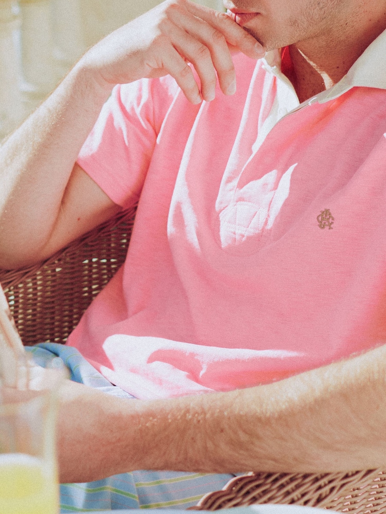 Joules Summer Slub Pink Rugby Shirt - Image 2 of 2 Joules Summer Slub Pink Rugby Shirt - Image 2 of 2