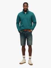 Зеленый - Superdry Classic Pique Half Zip Jumper - Изображение 3 из 6