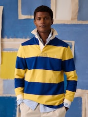Joules Rugby Club Yellow & Blue Stripe Long Sleeve Shirt - Image 1 of 13