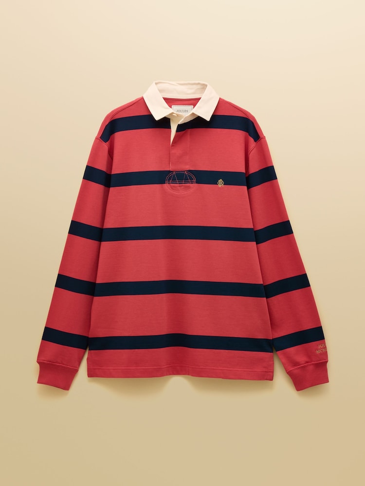 Joules Rugby Club Red & Navy Stripe Long Sleeve Shirt - Image 13 of 13