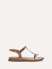 Linzi Metallic Saylor Textured T-Bar Sandals - Image 2 of 5