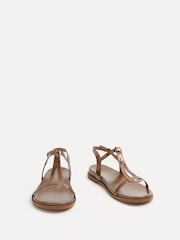 Linzi Metallic Saylor Textured T-Bar Sandals - Image 3 of 5