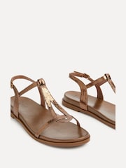 Linzi Metallic Saylor Textured T-Bar Sandals - Image 4 of 5