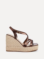 Linzi Metallic Lexie Strappy Square Toe Wedges - Image 2 of 5