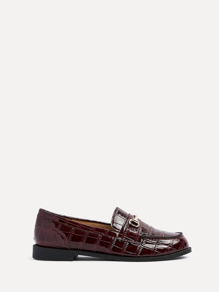 Linzi Red Maison Croc Effect Loafers With Buckle Detail - Image 2 of 6 Linzi Red Maison Croc Effect Loafers With Buckle Detail - Image 2 of 6