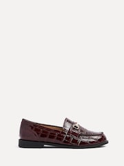 Linzi Red Maison Croc Effect Loafers With Buckle Detail - Image 4 of 7