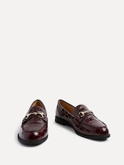 Linzi Red Maison Croc Effect Loafers With Buckle Detail - Image 6 of 7
