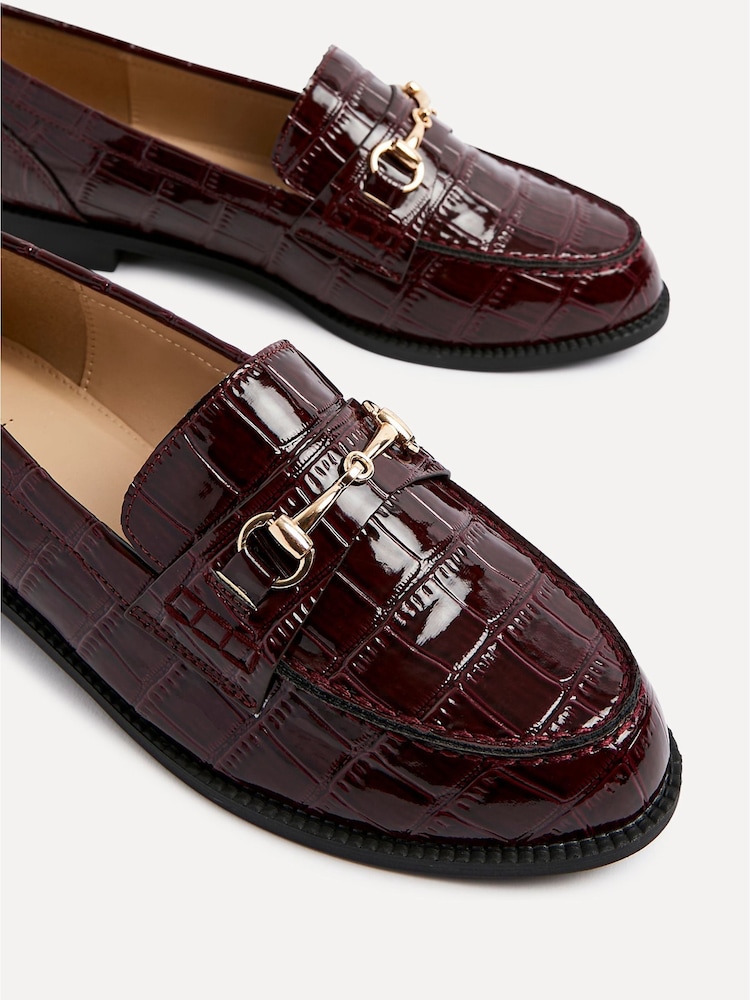 Linzi Red Maison Croc Effect Loafers With Buckle Detail - Image 7 of 7