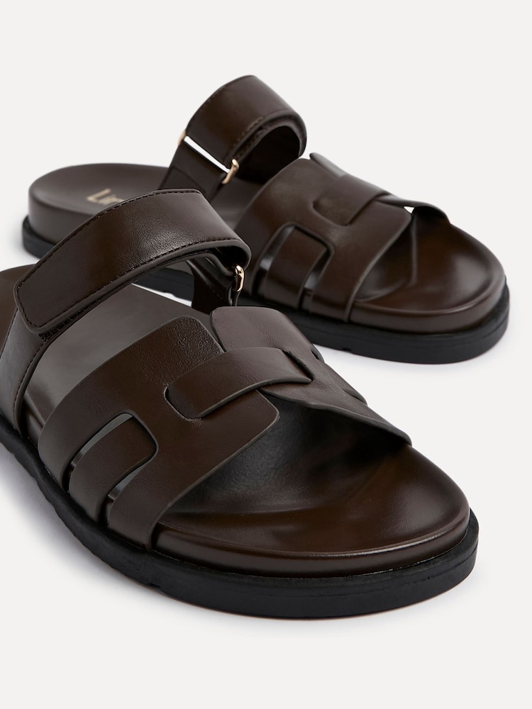 Linzi Brown Essential Slip-On Sandals With Woven Front Strap - Image 4 of 5