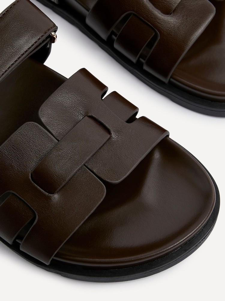 Linzi Brown Essential Slip-On Sandals With Woven Front Strap - Image 5 of 5