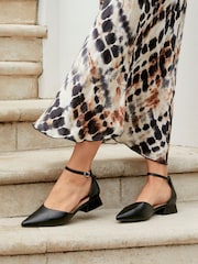 Linzi Black Wide Fit Dolly Low Block Court Heels - Image 1 of 5