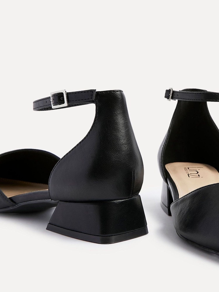 Linzi Black Wide Fit Dolly Low Block Court Heels - Image 5 of 5