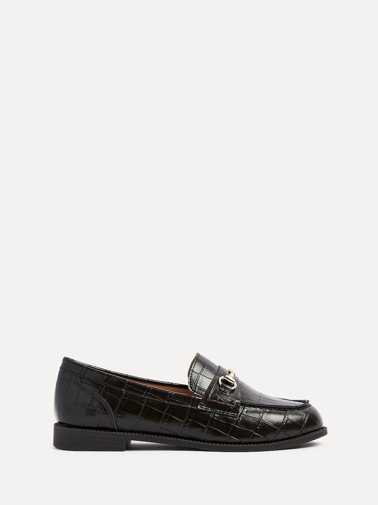 Luz marrom - Linzi Maison Croc Effect Loafers With Buckle Detail - Imagem 2 de 6