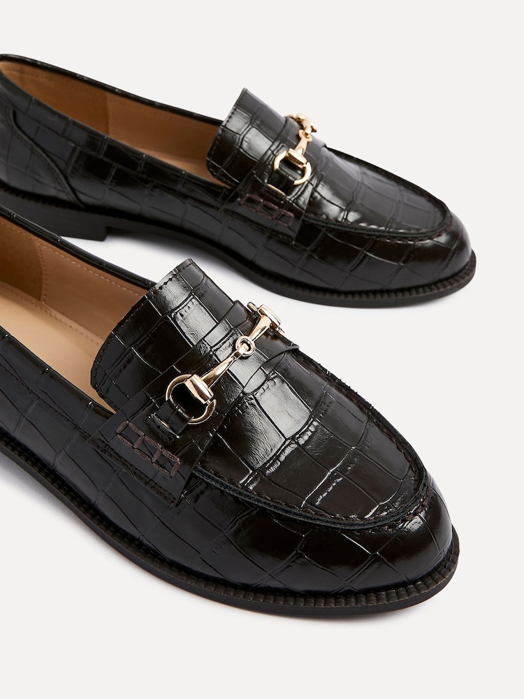 Linzi Brown Light Maison Croc Effect Loafers With Buckle Detail - Image 6 of 6 Linzi Brown Light Maison Croc Effect Loafers With Buckle Detail - Image 6 of 6