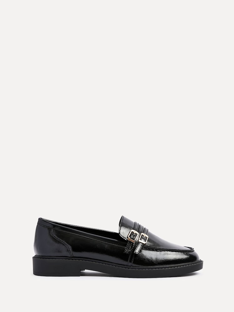 Linzi Black Portland Loafers With Double Buckle Detail - Image 5 of 5 Linzi Black Portland Loafers With Double Buckle Detail - Image 5 of 5