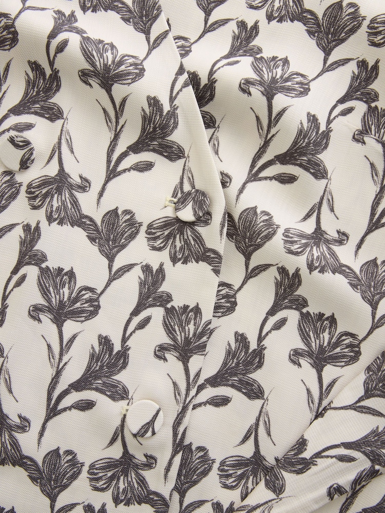 Ecru/Black Floral N.Premium Button Down Wrap Blazer - Image 2 of 3