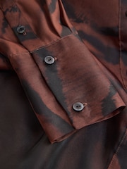 Brown/Orange Animal Zebra Print Sheer Long Sleeve Shirt - Image 7 of 7