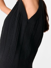Whistles Black Pointelle 100% Cotton Knitted Tank - Image 4 of 5
