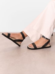 Whistles Black Ottie Contrast Stitch Sandals - Image 1 of 4