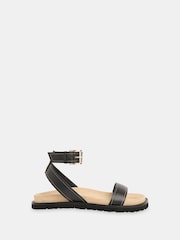Whistles Black Ottie Contrast Stitch Sandals - Image 2 of 4