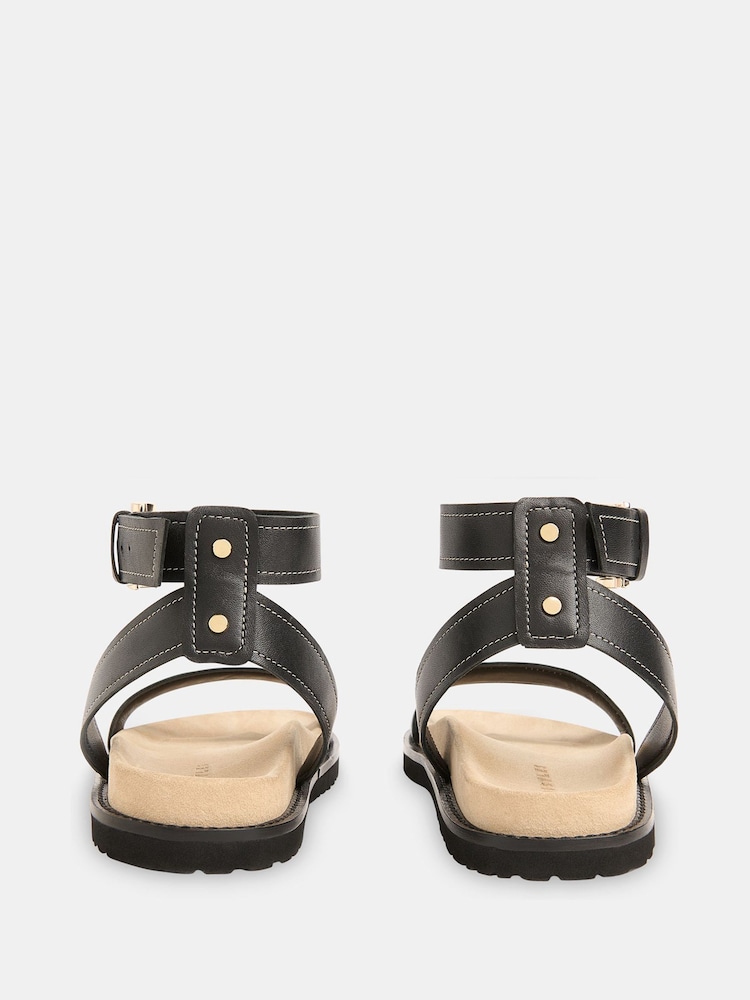 Whistles Black Ottie Contrast Stitch Sandals - Image 4 of 4
