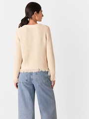 Whistles White Fringe Detail Cardigan - Image 2 of 5