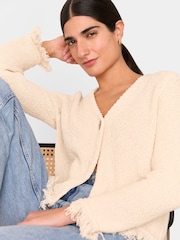 Whistles White Fringe Detail Cardigan - Image 3 of 5