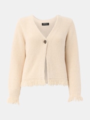 Whistles White Fringe Detail Cardigan - Image 5 of 5