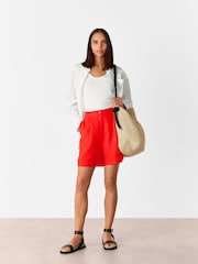 Whistles Red Tara Formal 100% Cotton Shorts - Image 3 of 5