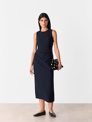 Whistles Blue Nora Textured Midi Dress - Image 1 of 5