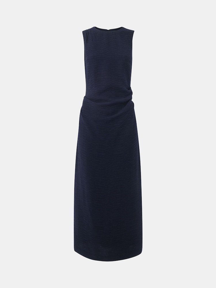 Whistles Blue Nora Textured Midi Dress - Image 5 of 5