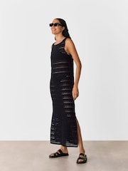 Whistles Black Long Crochet Beach 100% Cotton Dress - Image 1 of 5