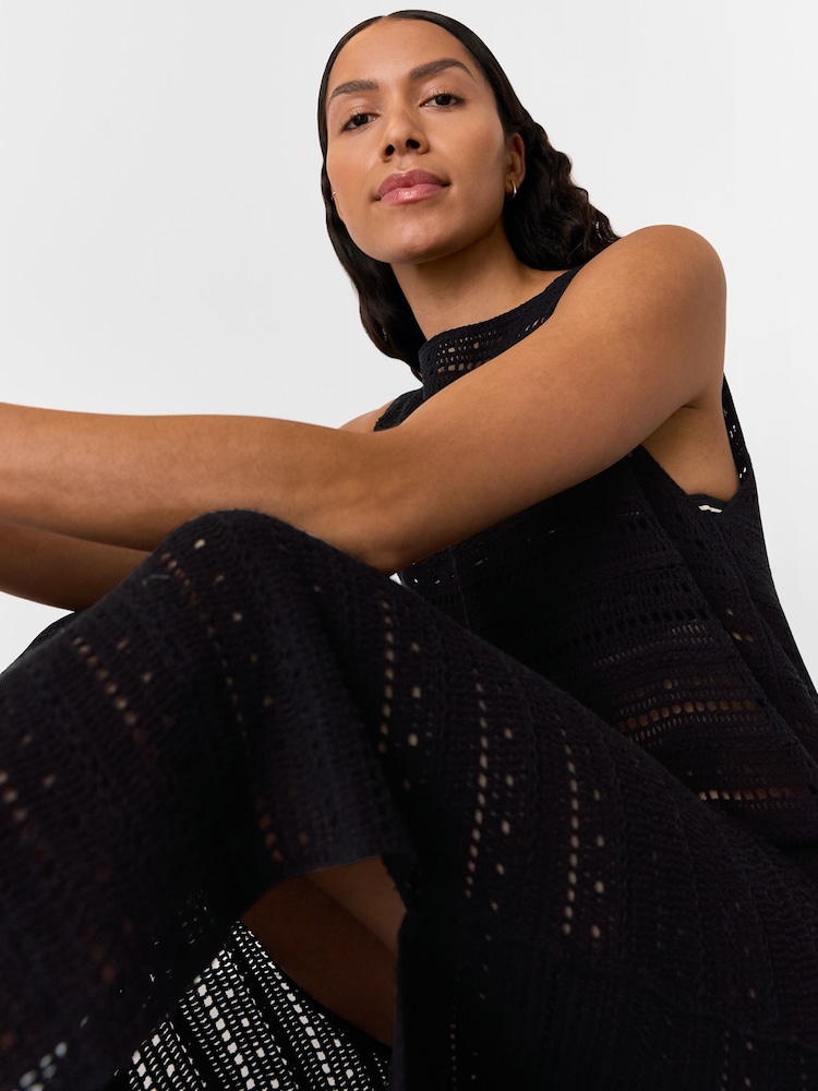 Whistles Black Long Crochet Beach 100% Cotton Dress - Image 3 of 5