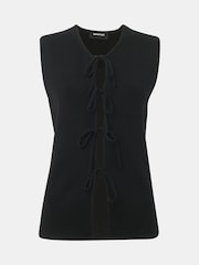 Whistles Black Tie Front Detail Tank - Image 6 of 6