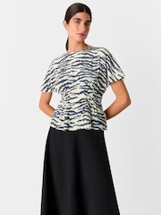 Whistles White Feathered Tiger Shirred T-Shirt - Image 1 of 5