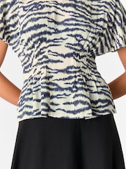 Whistles White Feathered Tiger Shirred T-Shirt - Image 4 of 5