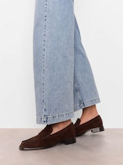 Whistles Brown Mora Suede Square Toe Loafers - Image 1 of 4