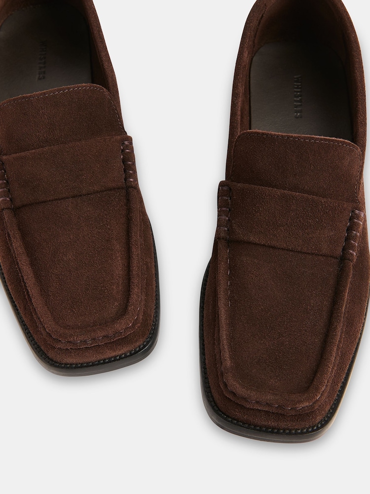 Whistles Brown Mora Suede Square Toe Loafers - Image 3 of 4