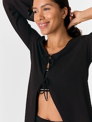 Whistles Black Beach Tie Front Blouses - Image 5 of 6