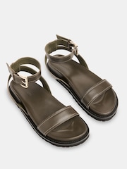 Whistles Green Ottie Contrast Stitch Sandals - Image 4 of 4