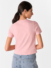 Whistles Pink 100% Cotton Twist Front Detail T-Shirt - Image 2 of 5