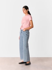 Whistles Pink 100% Cotton Twist Front Detail T-Shirt - Image 3 of 5