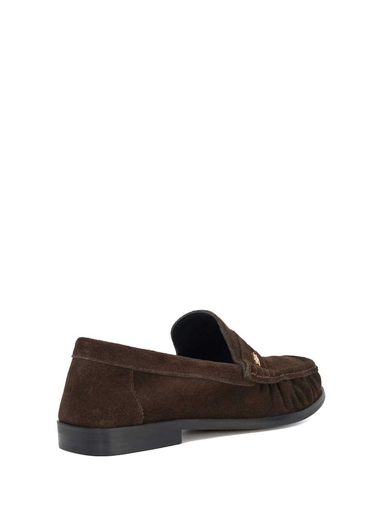Dune London Brown Grisella Ruch Detail Penny Loafers - Image 4 of 6