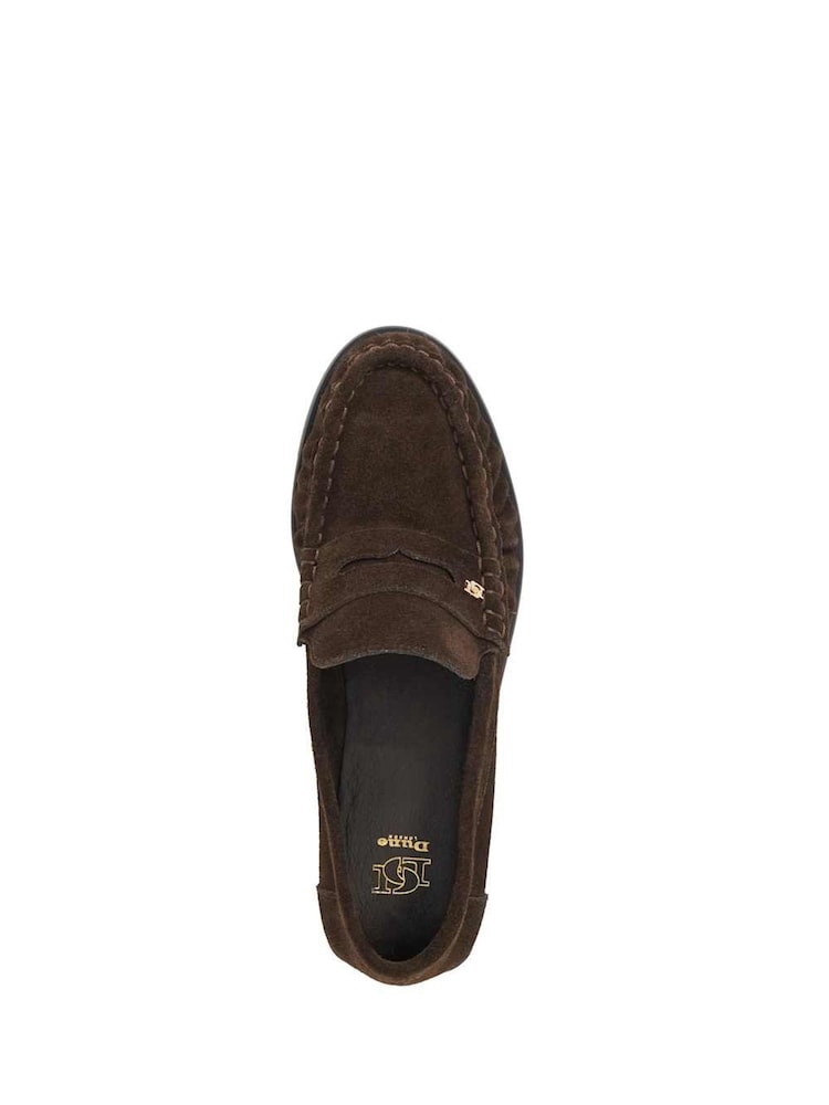 Dune London Brown Grisella Ruch Detail Penny Loafers - Image 5 of 6