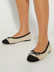 Dune London Cream Highland Crochet Contrast Toe Shoes - Image 1 of 6