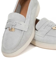 Dune London Grey Grinning Unlined Suede Loafers - Image 5 of 6