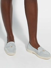 Dune London Grey Grinning Unlined Suede Loafers - Image 6 of 6